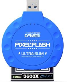 img 1 attached to 📸 PixelFlash CFAST 2.0 Кард-ридер USB 3.0 SATA III 500MB/с Писатель - Синий - Совместим с Leica, URSA, Alexa Mini, Canon, Phase One и другими.
