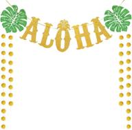 🌺 large gold glittery aloha banner for hawaiian luau party decorations - tmcce hawaiian aloha party supplies and favors логотип