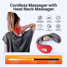 img 3 attached to APPARETE Intelligent Neck Massager with Heat - Cordless Cervical Treatment for Pain Relief - Electric Multi-Function Neck Massager with 15 Levels for Neck Relaxation