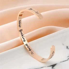 img 1 attached to 🌟 Engraved Adjustable Inspirational Bangle Bracelet - Girls' Jewelry for Added Inspiration