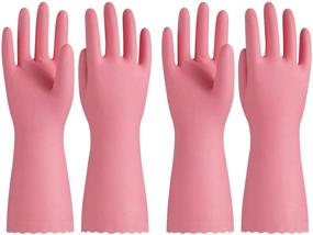 img 4 attached to 🧤 Top-rated Pacific PPE Dishwashing Gloves: 2 Pairs, Reusable, Latex-Free, Pink, Small