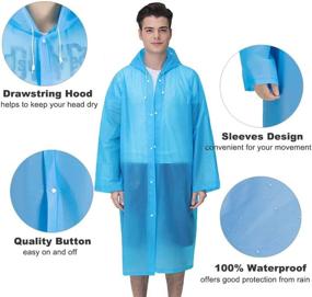 img 3 attached to 🌧️ Premium Reusable Rain Ponchos for Adults - Set of 2 Lightweight Raincoats with Hood for Women and Men