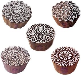 img 4 attached to 🖌️ Exquisite Artistic Motif Round and Mandala Block Print Wood Stamps- Set of 5