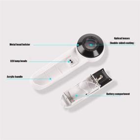 img 1 attached to 🔎 Powerful 40X Handheld Magnifier with LED Light, Jeweler Eye Loupe for Jewelry Examination - White/Black Leather Case Included