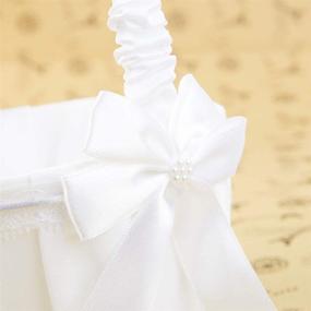 img 1 attached to LAPUDA Flower Girl Basket: Elegant Western Rustic Lace Bowknot Wedding Candy Gift Bag in White