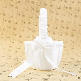 img 4 attached to LAPUDA Flower Girl Basket: Elegant Western Rustic Lace Bowknot Wedding Candy Gift Bag in White