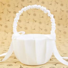 img 3 attached to LAPUDA Flower Girl Basket: Elegant Western Rustic Lace Bowknot Wedding Candy Gift Bag in White