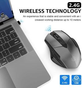 img 3 attached to 🖱️ Inphic Large Ergonomic Rechargeable Wireless Mouse - 2.4G Optical PC Laptop Cordless Mice with USB Nano Receiver - Iron Grey
