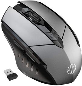 img 4 attached to 🖱️ Inphic Large Ergonomic Rechargeable Wireless Mouse - 2.4G Optical PC Laptop Cordless Mice with USB Nano Receiver - Iron Grey