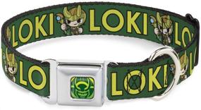 img 3 attached to Buckle-Down Kawaii Loki Dog Collar with Seatbelt Buckle: Standing Pose Text Green Yellow - Adjustable Sizes for Small, Medium, and Large Dogs