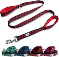 🐾 black rhino dog leash - heavy duty 5ft long leashes with two traffic padded comfort handles for medium & large dogs - double handle reflective lead for safety control and training logo