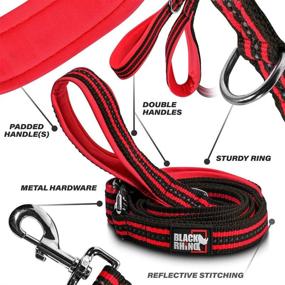 img 3 attached to 🐾 Black Rhino Dog Leash - Heavy Duty 5ft Long Leashes with Two Traffic Padded Comfort Handles for Medium & Large Dogs - Double Handle Reflective Lead for Safety Control and Training