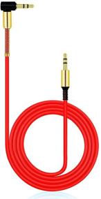 img 2 attached to 🔴 3ft Red AUX Cable Car Stereo Audio Auxiliary Headphone Jack Cord, Right Angle Male to Male - by JacobsParts