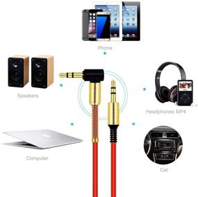 img 1 attached to 🔴 3ft Red AUX Cable Car Stereo Audio Auxiliary Headphone Jack Cord, Right Angle Male to Male - by JacobsParts