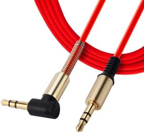 img 3 attached to 🔴 3ft Red AUX Cable Car Stereo Audio Auxiliary Headphone Jack Cord, Right Angle Male to Male - by JacobsParts