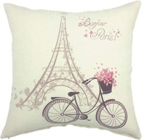 img 4 attached to 🚲 Paris Rustic Cycle Cushion Covers: Add Charm to Your Home Décor with Cotton Linen Throw Pillow Covers - 18x18, Bicycle Design 2