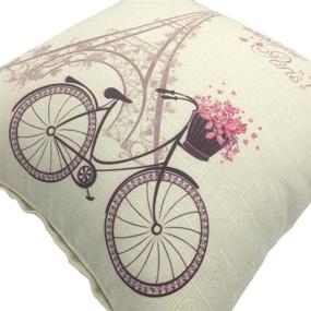 img 3 attached to 🚲 Paris Rustic Cycle Cushion Covers: Add Charm to Your Home Décor with Cotton Linen Throw Pillow Covers - 18x18, Bicycle Design 2