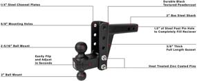 img 2 attached to 🚚 Подъемные крепления BulletProof Hitches 2.0 - регулируемая средней нагрузки прицепная скобы - понижение/поднятие на 4 дюйма, грузоподъемность 14 000 фунтов | Двухшаровое (2 дюйма и 2 5/16 дюйма) | Черное текстурное порошковое покрытие.