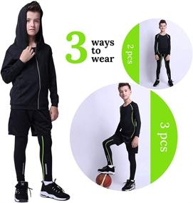 img 1 attached to 🏋️ TERODACO Boys Athletic Compression Set: 3/4 Pcs Thermal Baselayer for Peak Performance