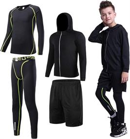 img 4 attached to 🏋️ TERODACO Boys Athletic Compression Set: 3/4 Pcs Thermal Baselayer for Peak Performance