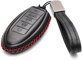 img 3 attached to 🔑 Vitodeco Smart Key Fob Case in Leather, Compatible with Nissan Versa, Sentra, Altima, Maxima, Rogue 2007-2022 (5 Buttons, Black/Red)