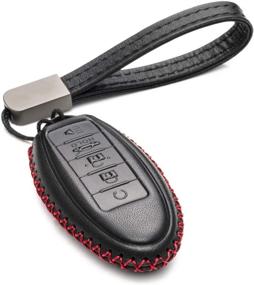 img 4 attached to 🔑 Vitodeco Smart Key Fob Case in Leather, Compatible with Nissan Versa, Sentra, Altima, Maxima, Rogue 2007-2022 (5 Buttons, Black/Red)