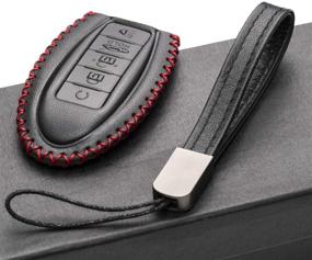 img 1 attached to 🔑 Vitodeco Smart Key Fob Case in Leather, Compatible with Nissan Versa, Sentra, Altima, Maxima, Rogue 2007-2022 (5 Buttons, Black/Red)