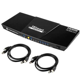 img 4 attached to 🖥️ TESmart 4-портовый HDMI-переключатель KVM с 5-футовыми кабелями KVM - поддержка 4K UHD, аудиовыхода и USB-управления.