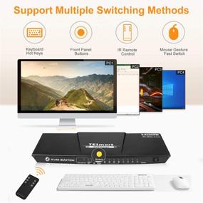 img 2 attached to 🖥️ TESmart 4-портовый HDMI-переключатель KVM с 5-футовыми кабелями KVM - поддержка 4K UHD, аудиовыхода и USB-управления.