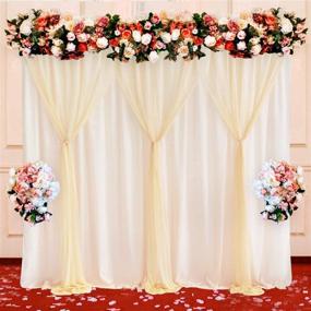 img 1 attached to 🥂 Champagne Tulle Backdrop Curtains for Parties, Weddings, Baby Showers, Birthday Parties, Bridal Showers, Photo Booths - Wrinkle Free Chiffon Panel Sheer Backdrops Drapes Curtain - 10ft X 7 ft