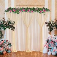 🥂 champagne tulle backdrop curtains for parties, weddings, baby showers, birthday parties, bridal showers, photo booths - wrinkle free chiffon panel sheer backdrops drapes curtain - 10ft x 7 ft logo