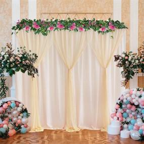 img 4 attached to 🥂 Champagne Tulle Backdrop Curtains for Parties, Weddings, Baby Showers, Birthday Parties, Bridal Showers, Photo Booths - Wrinkle Free Chiffon Panel Sheer Backdrops Drapes Curtain - 10ft X 7 ft