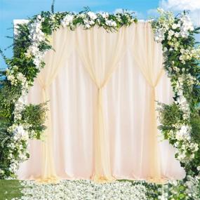 img 3 attached to 🥂 Champagne Tulle Backdrop Curtains for Parties, Weddings, Baby Showers, Birthday Parties, Bridal Showers, Photo Booths - Wrinkle Free Chiffon Panel Sheer Backdrops Drapes Curtain - 10ft X 7 ft