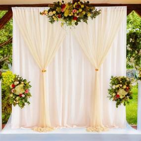 img 2 attached to 🥂 Champagne Tulle Backdrop Curtains for Parties, Weddings, Baby Showers, Birthday Parties, Bridal Showers, Photo Booths - Wrinkle Free Chiffon Panel Sheer Backdrops Drapes Curtain - 10ft X 7 ft