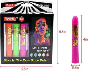 img 3 attached to 🌟 Glow in The Dark Face Paint Crayons: Black Light UV Body Glow Makeup Sticks for Mardi Gras, Halloween, Masquerades