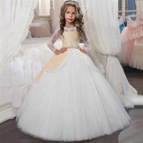 img 3 attached to 👗 Timeless Vintage First Communion Dresses for Flower Girls with Long Lace Sleeves - Perfect Pageant Ball Gown