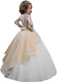 img 4 attached to 👗 Timeless Vintage First Communion Dresses for Flower Girls with Long Lace Sleeves - Perfect Pageant Ball Gown