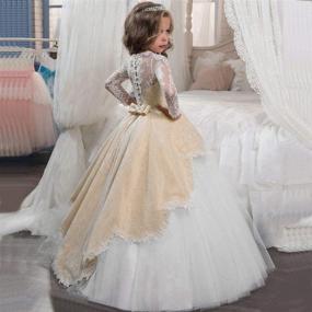 img 2 attached to 👗 Timeless Vintage First Communion Dresses for Flower Girls with Long Lace Sleeves - Perfect Pageant Ball Gown