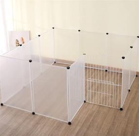 img 1 attached to 🐾 YAHUNI Pet Playpen for Puppy - Spacious Plastic Yard Fence Tent for Small Animals, Rabbits & More - Portable Kennel Cage with Transparent White 12 Panels