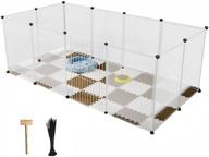 🐾 yahuni pet playpen for puppy - spacious plastic yard fence tent for small animals, rabbits & more - portable kennel cage with transparent white 12 panels логотип