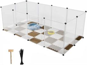 img 4 attached to 🐾 YAHUNI Pet Playpen for Puppy - Spacious Plastic Yard Fence Tent for Small Animals, Rabbits & More - Portable Kennel Cage with Transparent White 12 Panels