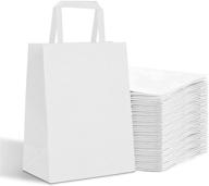 🛍️ haiquan 8x4.75x10 kraft paper bags with handles - 100pcs bulk, white gift bags, shopping paper bags with flat handles, retail medium size bags, recycled kraft bags logo