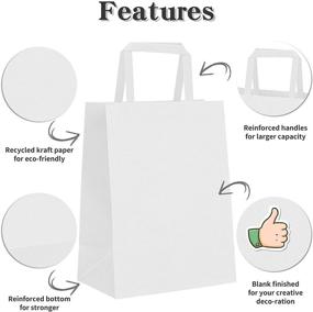 img 3 attached to 🛍️ HaiQuan 8x4.75x10 Kraft Paper Bags with Handles - 100pcs Bulk, White Gift Bags, Shopping Paper Bags with Flat Handles, Retail Medium Size Bags, Recycled Kraft Bags