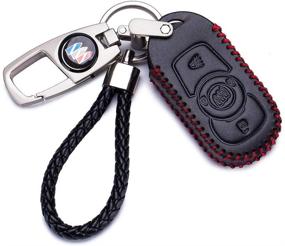 img 4 attached to Обложка для брелока QZS Key Chain Fob - 2020 для чехла на пульт дистанционного управления кольца черного цвета для Buick Lacrosse Regal Verano Encore Envision GL8 4-кнопки Умный ключ (Buick-3 Black)