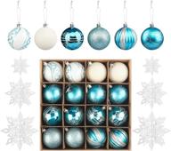 shatterproof christmas ball ornaments - set of 16 (2.36'') winter snowflake decorations - glittery 3d design - includes 6 large snowflakes - perfect for wonderland xmas, holiday, wedding, party, and home décor логотип