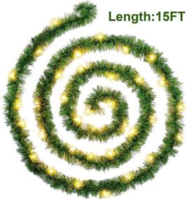 img 1 attached to 🎄 Twinkle Star 15 FT Pre-lit Christmas Garland - Lighted Artificial Pine Garland with 35 Clear Incandescent Mini Lights - Perfect for Indoor/Outdoor Winter Holiday Decor