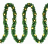 🎄 twinkle star 15 ft pre-lit christmas garland - lighted artificial pine garland with 35 clear incandescent mini lights - perfect for indoor/outdoor winter holiday decor logo