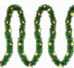 img 4 attached to 🎄 Twinkle Star 15 FT Pre-lit Christmas Garland - Lighted Artificial Pine Garland with 35 Clear Incandescent Mini Lights - Perfect for Indoor/Outdoor Winter Holiday Decor