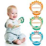 🔑 bpa-free baby teething toys: adjustable 3-pack teethers for infants 0-12 months - eco-friendly silicone chew toys for babies logo