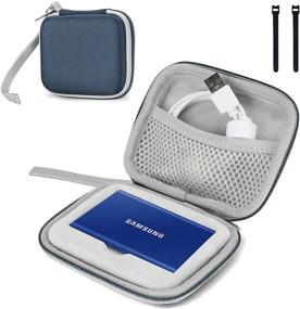 img 4 attached to 🔒 ProCase Samsung T7/ T7 Touch Portable SSD Hard Carrying Case with 2 Cable Ties - Navy: Shockproof Storage Organizer for T7/ T7 Portable 500GB 1TB 2TB Solid State Drives